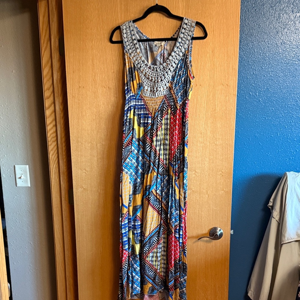 ONE WORLD Multicolor Geometric Maxi Dress